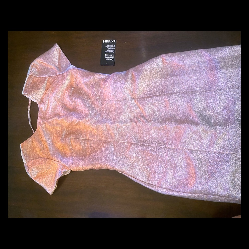 Express Shimmer Pink Iridescent Fit-and-Flare Dress